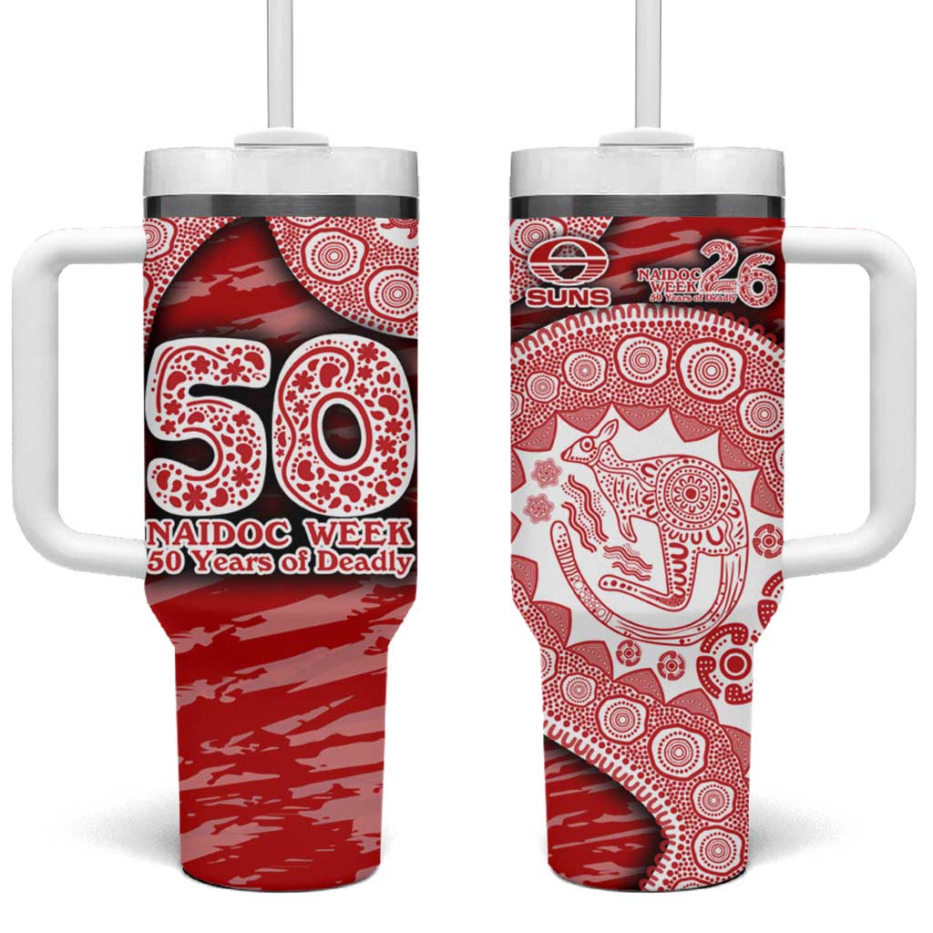 Gold Coast Suns NAIDOC Week 2026 Tumbler With Handle Australian Aboriginal Dot Art Dreamtime Pattern Style