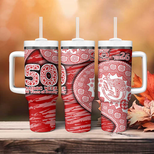 Gold Coast Suns NAIDOC Week 2026 Tumbler With Handle Australian Aboriginal Dot Art Dreamtime Pattern Style