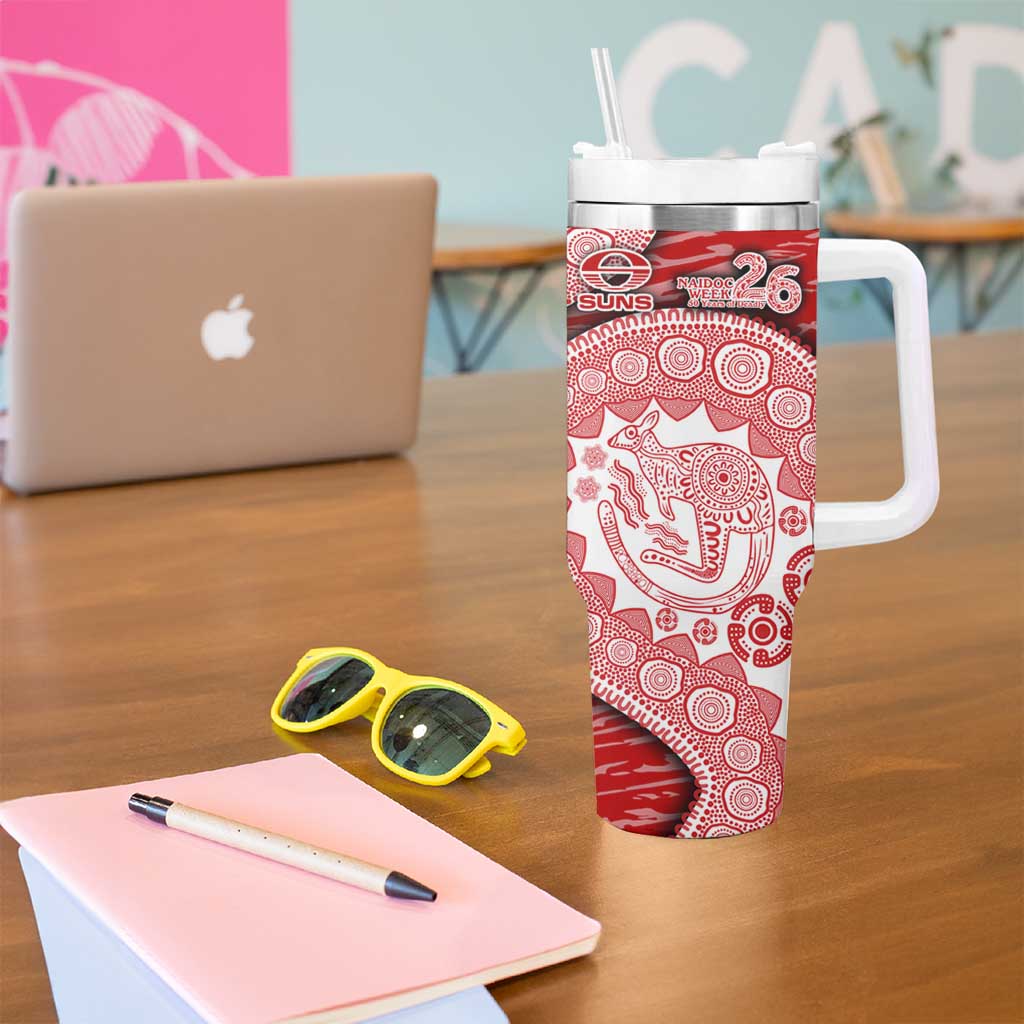 Gold Coast Suns NAIDOC Week 2026 Tumbler With Handle Australian Aboriginal Dot Art Dreamtime Pattern Style