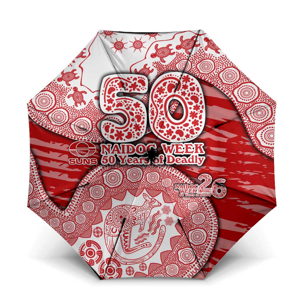 Gold Coast Suns NAIDOC Week 2026 Umbrella Australian Aboriginal Dot Art Dreamtime Pattern Style