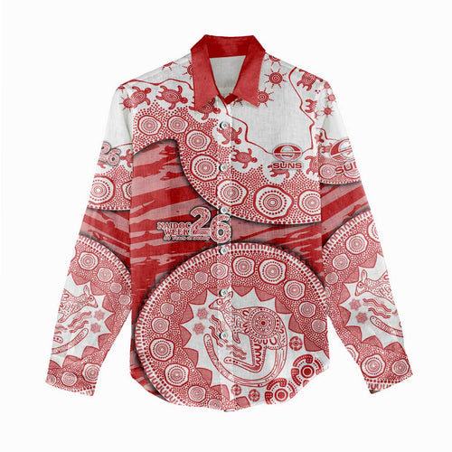 Gold Coast Suns NAIDOC Week 2026 Women Casual Shirt Australian Aboriginal Dot Art Dreamtime Pattern Style
