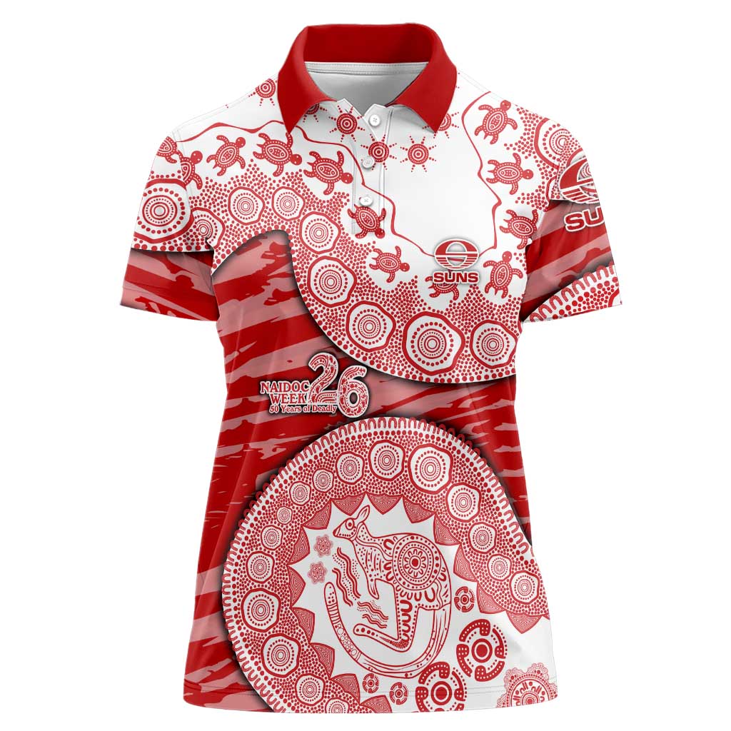 Gold Coast Suns NAIDOC Week 2026 Women Polo Shirt Australian Aboriginal Dot Art Dreamtime Pattern Style
