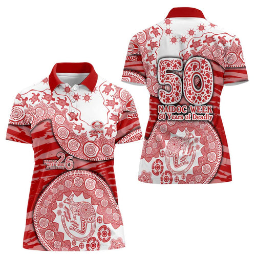 Gold Coast Suns NAIDOC Week 2026 Women Polo Shirt Australian Aboriginal Dot Art Dreamtime Pattern Style
