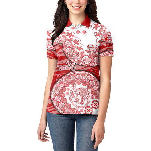 Gold Coast Suns NAIDOC Week 2026 Women Polo Shirt Australian Aboriginal Dot Art Dreamtime Pattern Style