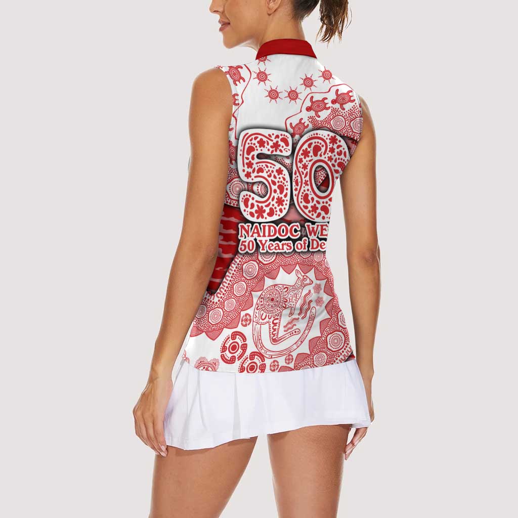 Gold Coast Suns NAIDOC Week 2026 Women Sleeveless Polo Shirt Australian Aboriginal Dot Art Dreamtime Pattern Style
