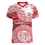 Gold Coast Suns NAIDOC Week 2026 Women V-Neck T-Shirt Australian Aboriginal Dot Art Dreamtime Pattern Style