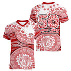 Gold Coast Suns NAIDOC Week 2026 Women V-Neck T-Shirt Australian Aboriginal Dot Art Dreamtime Pattern Style