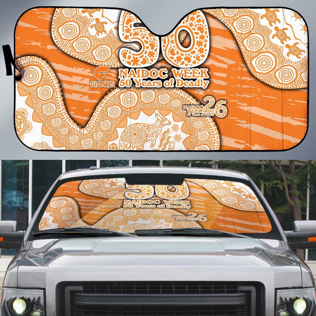 GWS Giants NAIDOC Week 2026 Auto Sun Shade Australian Aboriginal Dot Art Dreamtime Pattern Style