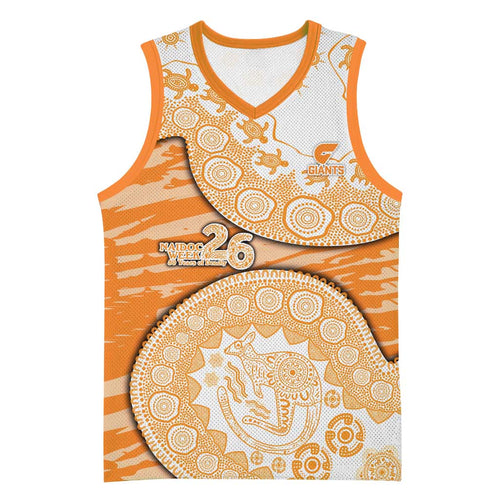 GWS Giants NAIDOC Week 2026 Basketball Jersey Australian Aboriginal Dot Art Dreamtime Pattern Style