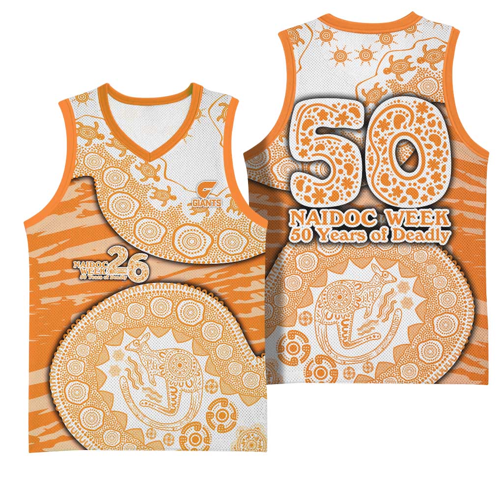 GWS Giants NAIDOC Week 2026 Basketball Jersey Australian Aboriginal Dot Art Dreamtime Pattern Style