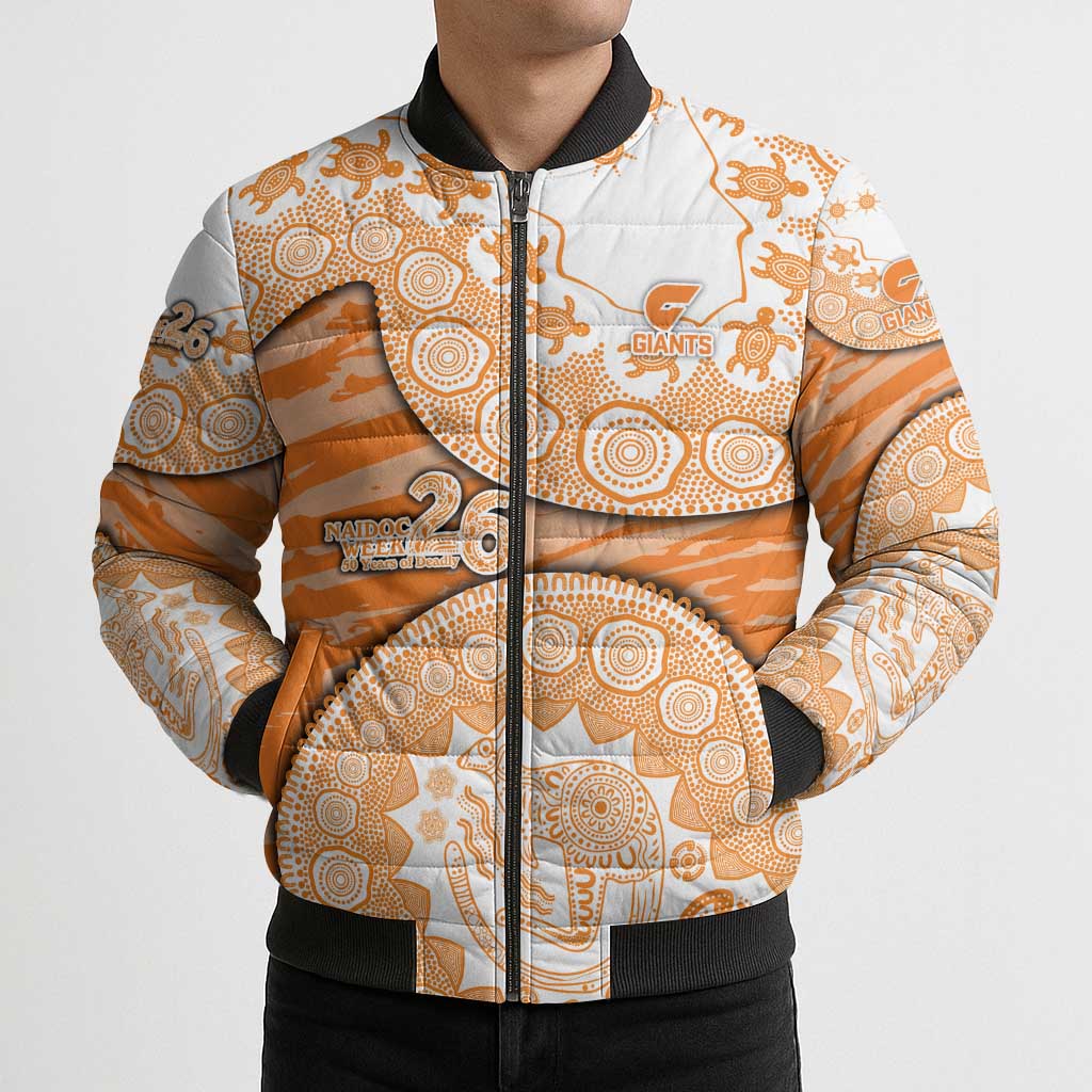 GWS Giants NAIDOC Week 2026 Bomber Puffer Jacket Australian Aboriginal Dot Art Dreamtime Pattern Style