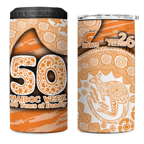 GWS Giants NAIDOC Week 2026 4 in 1 Can Cooler Tumbler Australian Aboriginal Dot Art Dreamtime Pattern Style