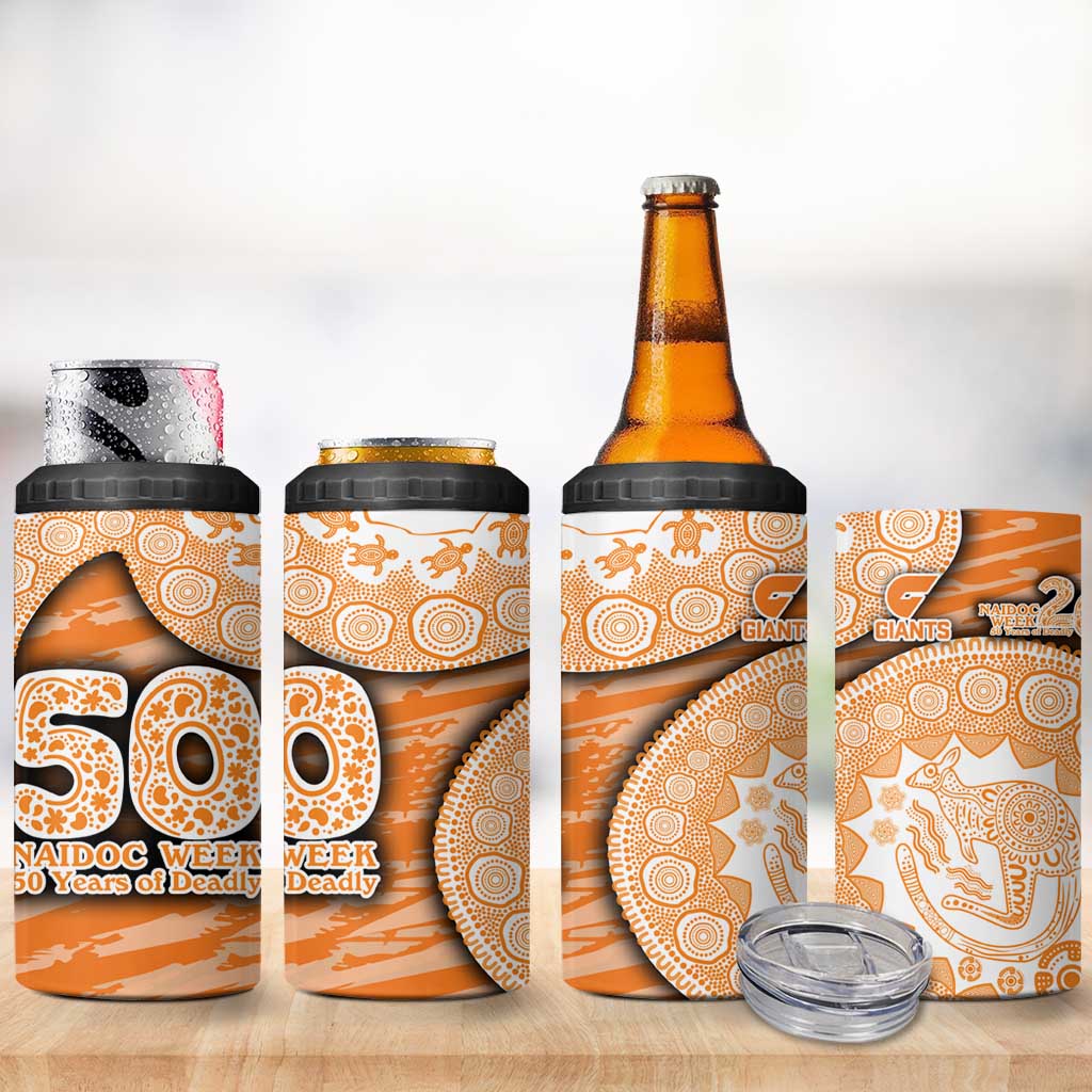 GWS Giants NAIDOC Week 2026 4 in 1 Can Cooler Tumbler Australian Aboriginal Dot Art Dreamtime Pattern Style