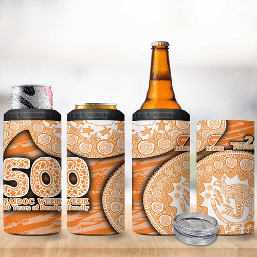GWS Giants NAIDOC Week 2026 4 in 1 Can Cooler Tumbler Australian Aboriginal Dot Art Dreamtime Pattern Style