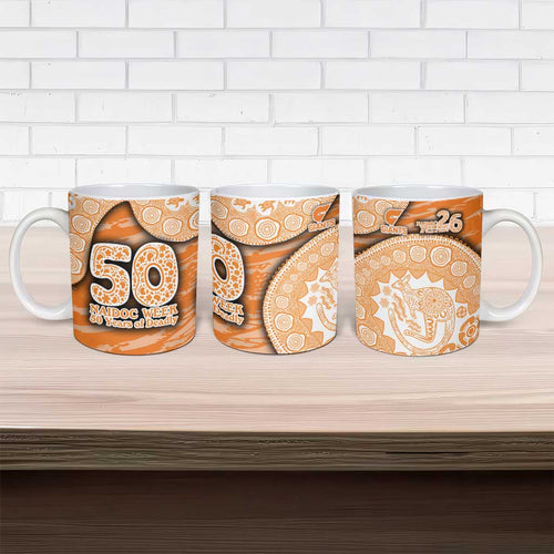 GWS Giants NAIDOC Week 2026 Ceramic Mug Australian Aboriginal Dot Art Dreamtime Pattern Style