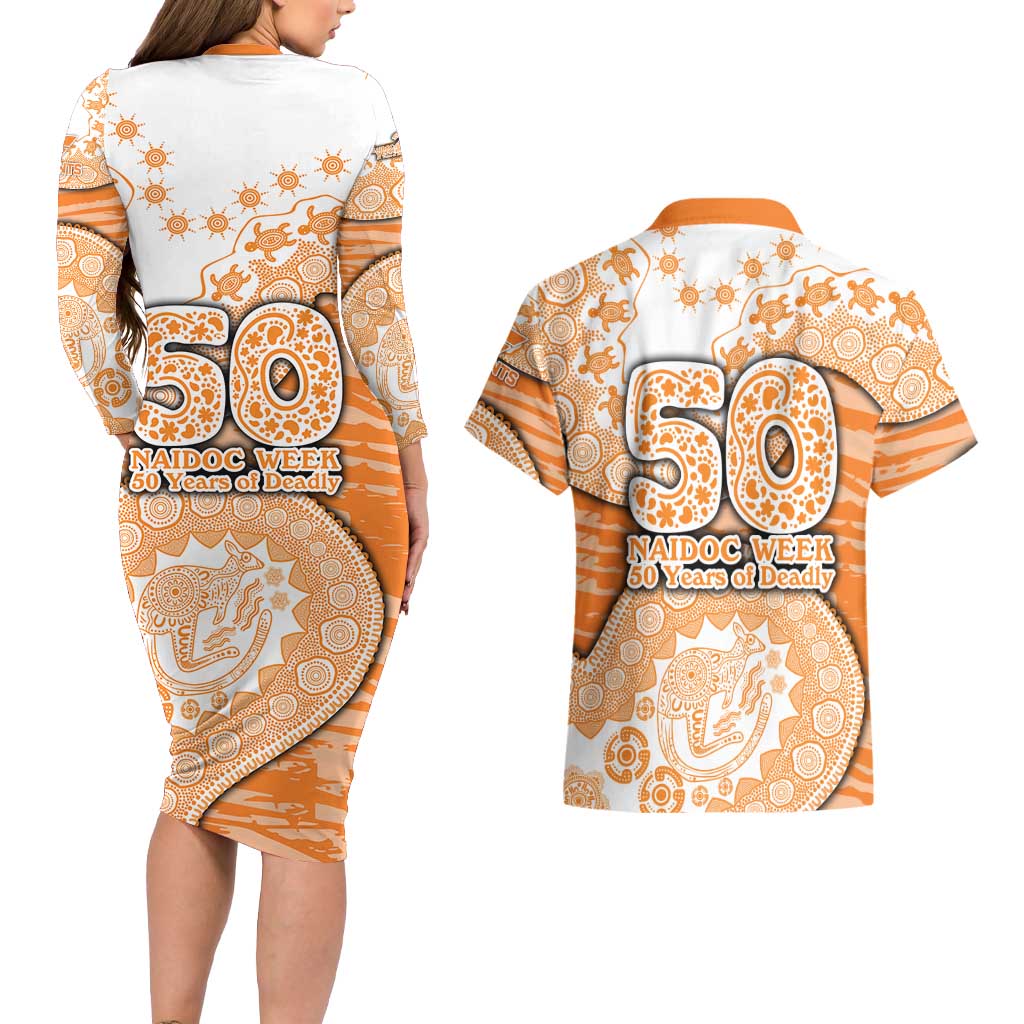 GWS Giants NAIDOC Week 2026 Couples Matching Long Sleeve Bodycon Dress and Hawaiian Shirt Australian Aboriginal Dot Art Dreamtime Pattern Style