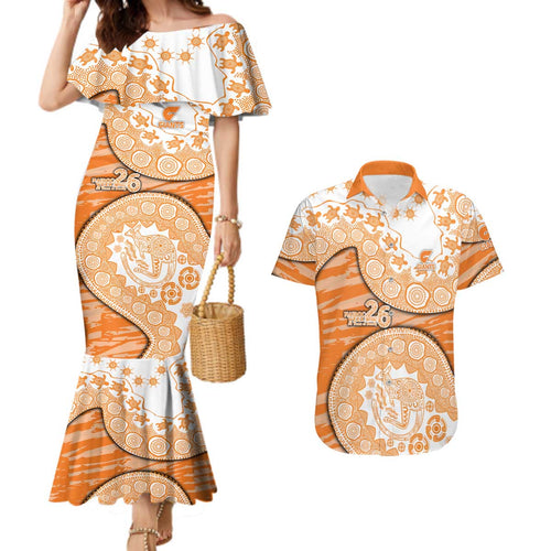 GWS Giants NAIDOC Week 2026 Couples Matching Mermaid Dress and Hawaiian Shirt Australian Aboriginal Dot Art Dreamtime Pattern Style