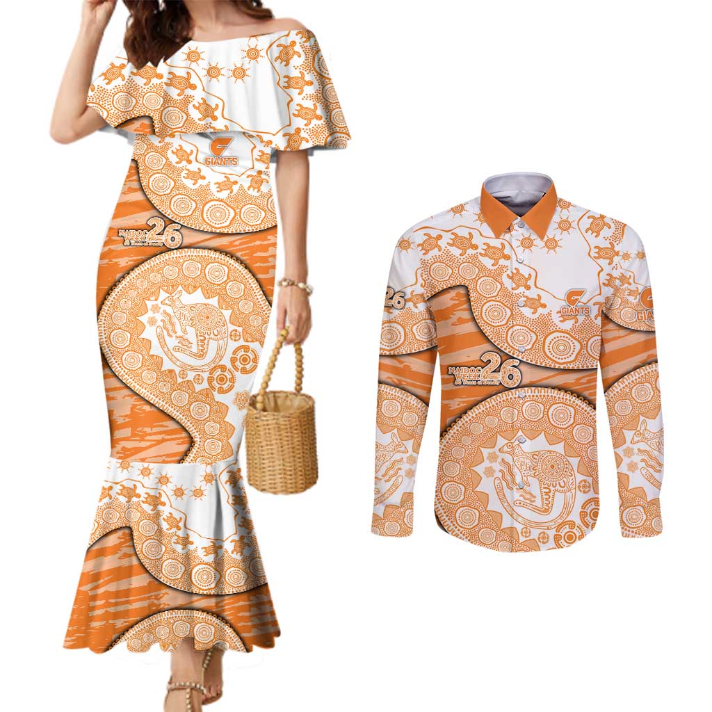 GWS Giants NAIDOC Week 2026 Couples Matching Mermaid Dress and Long Sleeve Button Shirt Australian Aboriginal Dot Art Dreamtime Pattern Style