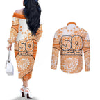 GWS Giants NAIDOC Week 2026 Couples Matching Off The Shoulder Long Sleeve Dress and Long Sleeve Button Shirt Australian Aboriginal Dot Art Dreamtime Pattern Style