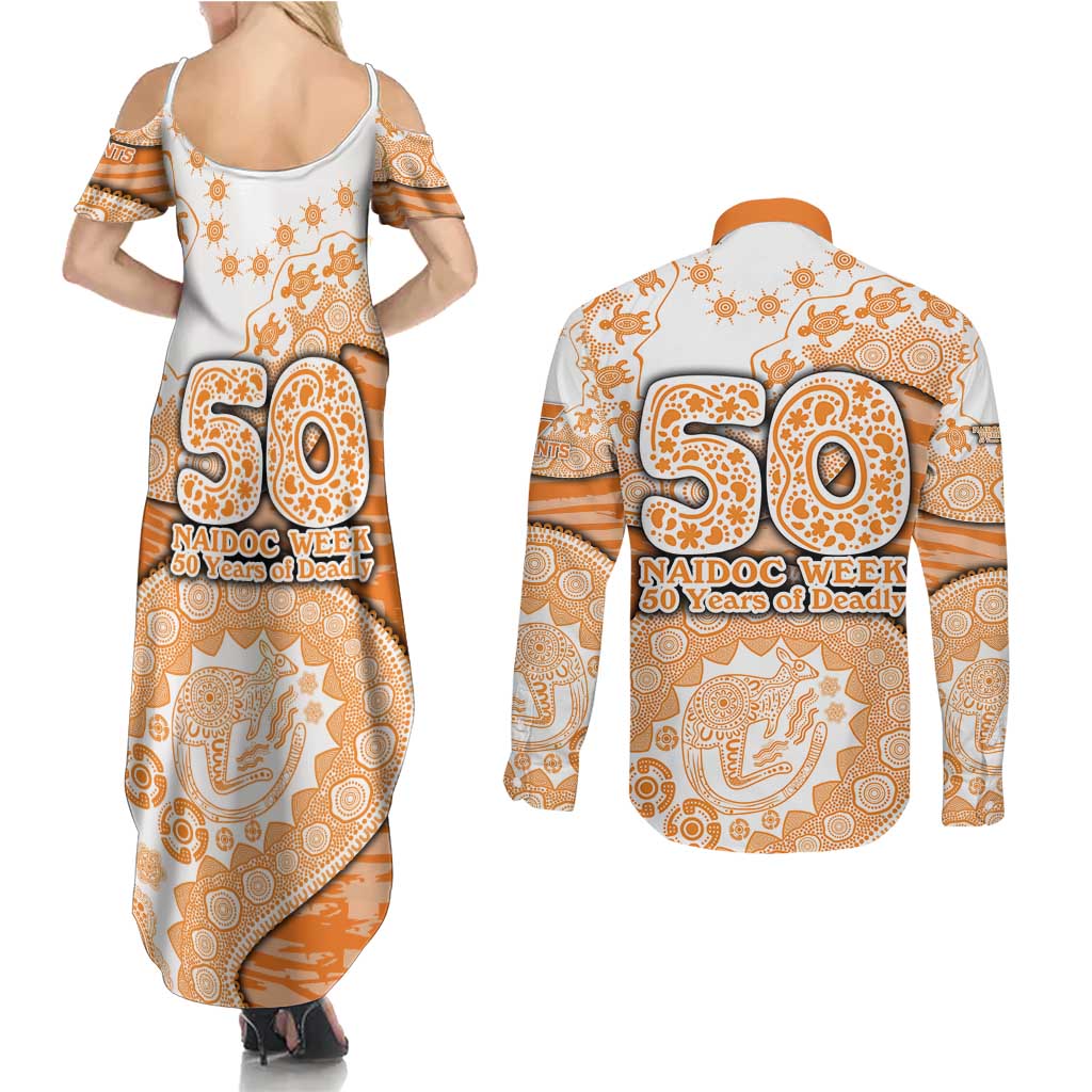 GWS Giants NAIDOC Week 2026 Couples Matching Summer Maxi Dress and Long Sleeve Button Shirt Australian Aboriginal Dot Art Dreamtime Pattern Style