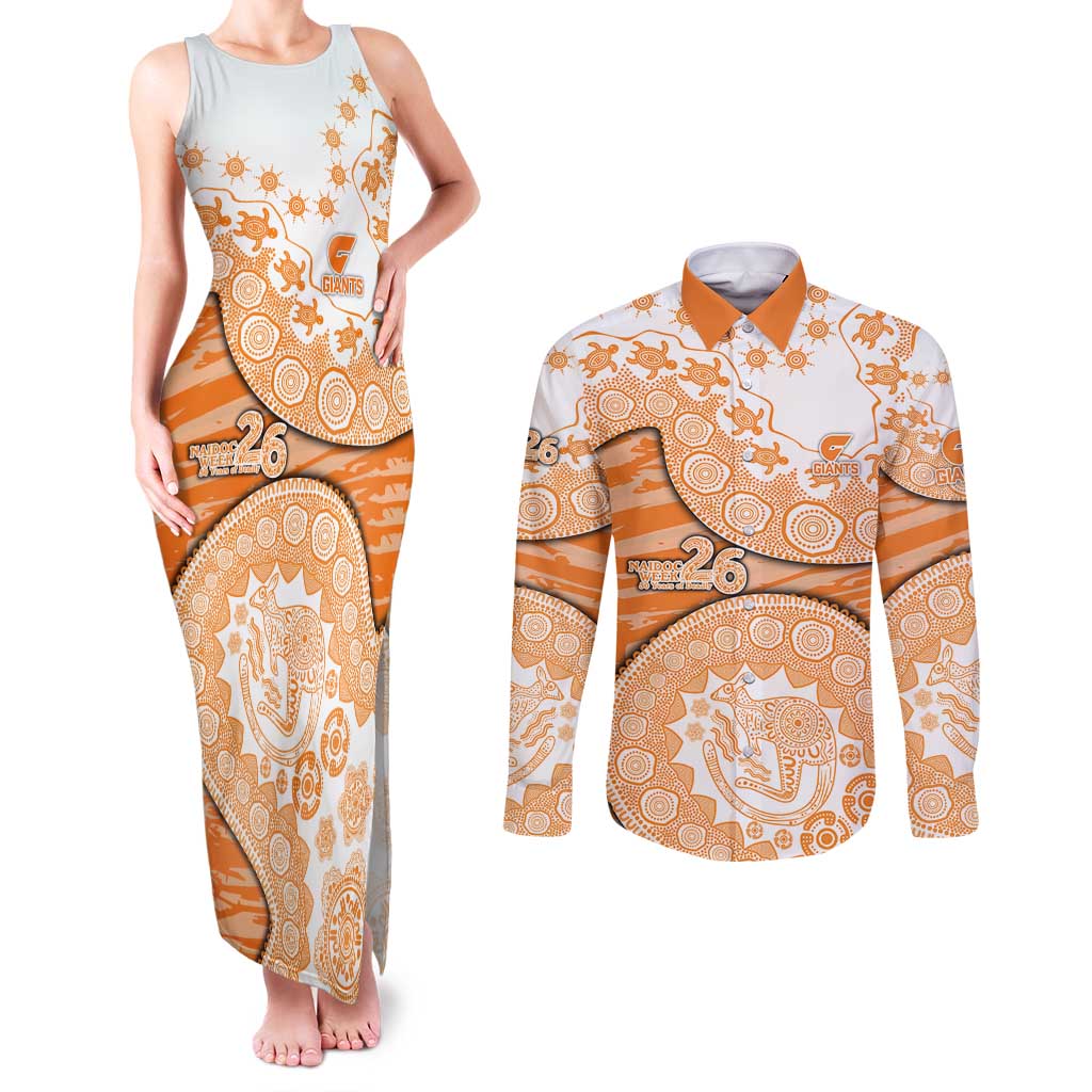 GWS Giants NAIDOC Week 2026 Couples Matching Tank Maxi Dress and Long Sleeve Button Shirt Australian Aboriginal Dot Art Dreamtime Pattern Style