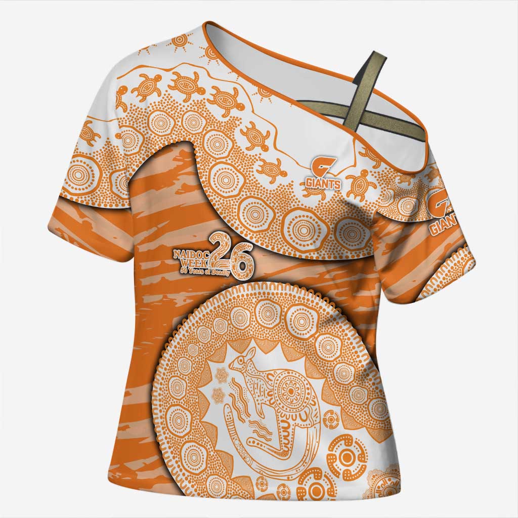 GWS Giants NAIDOC Week 2026 Cross Shoulder Shirt Australian Aboriginal Dot Art Dreamtime Pattern Style