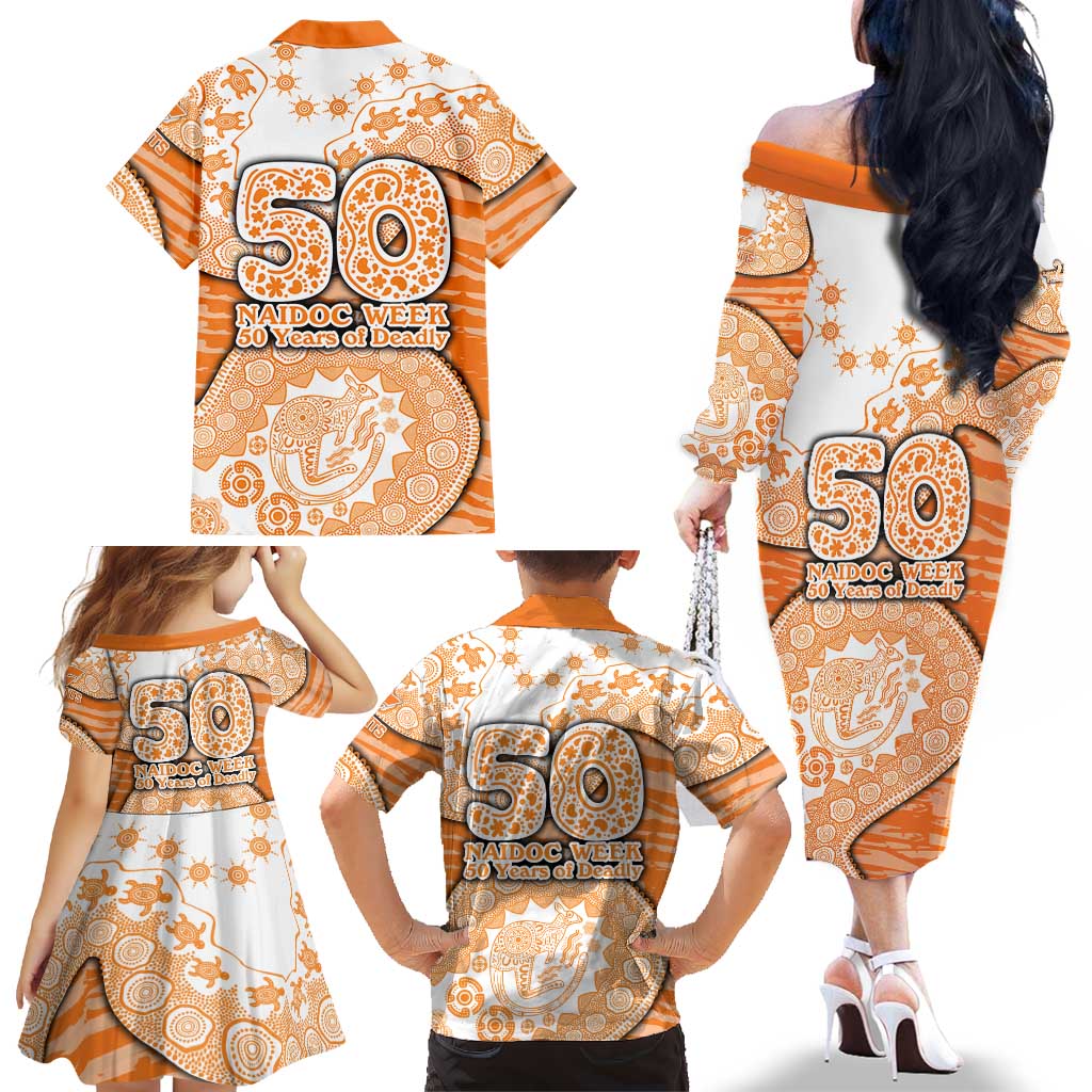 GWS Giants NAIDOC Week 2026 Family Matching Off The Shoulder Long Sleeve Dress and Hawaiian Shirt Australian Aboriginal Dot Art Dreamtime Pattern Style