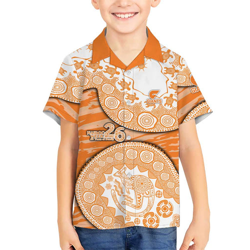 GWS Giants NAIDOC Week 2026 Family Matching Off Shoulder Maxi Dress and Hawaiian Shirt Australian Aboriginal Dot Art Dreamtime Pattern Style