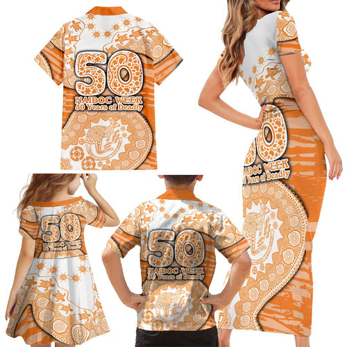 GWS Giants NAIDOC Week 2026 Family Matching Short Sleeve Bodycon Dress and Hawaiian Shirt Australian Aboriginal Dot Art Dreamtime Pattern Style
