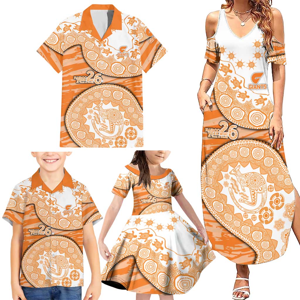 GWS Giants NAIDOC Week 2026 Family Matching Summer Maxi Dress and Hawaiian Shirt Australian Aboriginal Dot Art Dreamtime Pattern Style