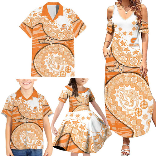 GWS Giants NAIDOC Week 2026 Family Matching Summer Maxi Dress and Hawaiian Shirt Australian Aboriginal Dot Art Dreamtime Pattern Style