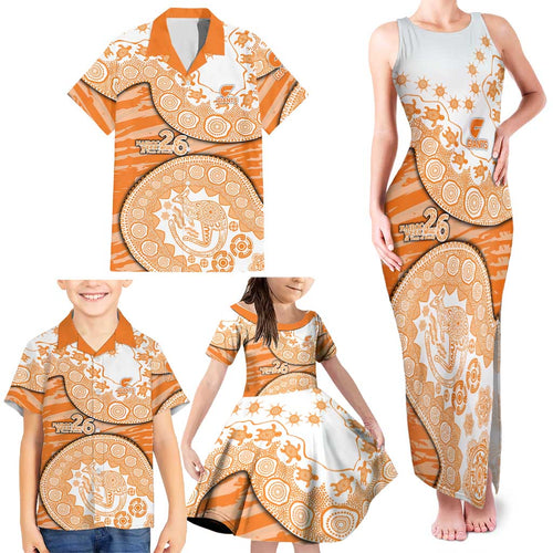 GWS Giants NAIDOC Week 2026 Family Matching Tank Maxi Dress and Hawaiian Shirt Australian Aboriginal Dot Art Dreamtime Pattern Style