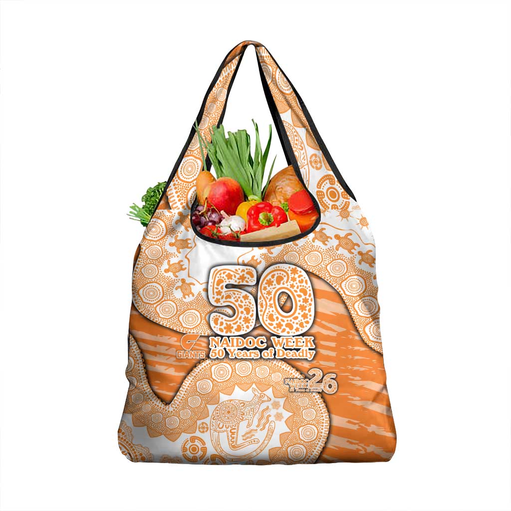 GWS Giants NAIDOC Week 2026 Grocery Bag Australian Aboriginal Dot Art Dreamtime Pattern Style