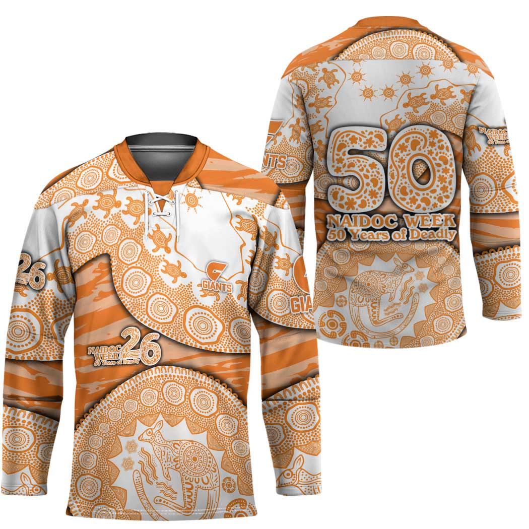 GWS Giants NAIDOC Week 2026 Hockey Jersey Australian Aboriginal Dot Art Dreamtime Pattern Style