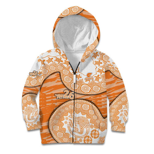 GWS Giants NAIDOC Week 2026 Kid Hoodie Australian Aboriginal Dot Art Dreamtime Pattern Style