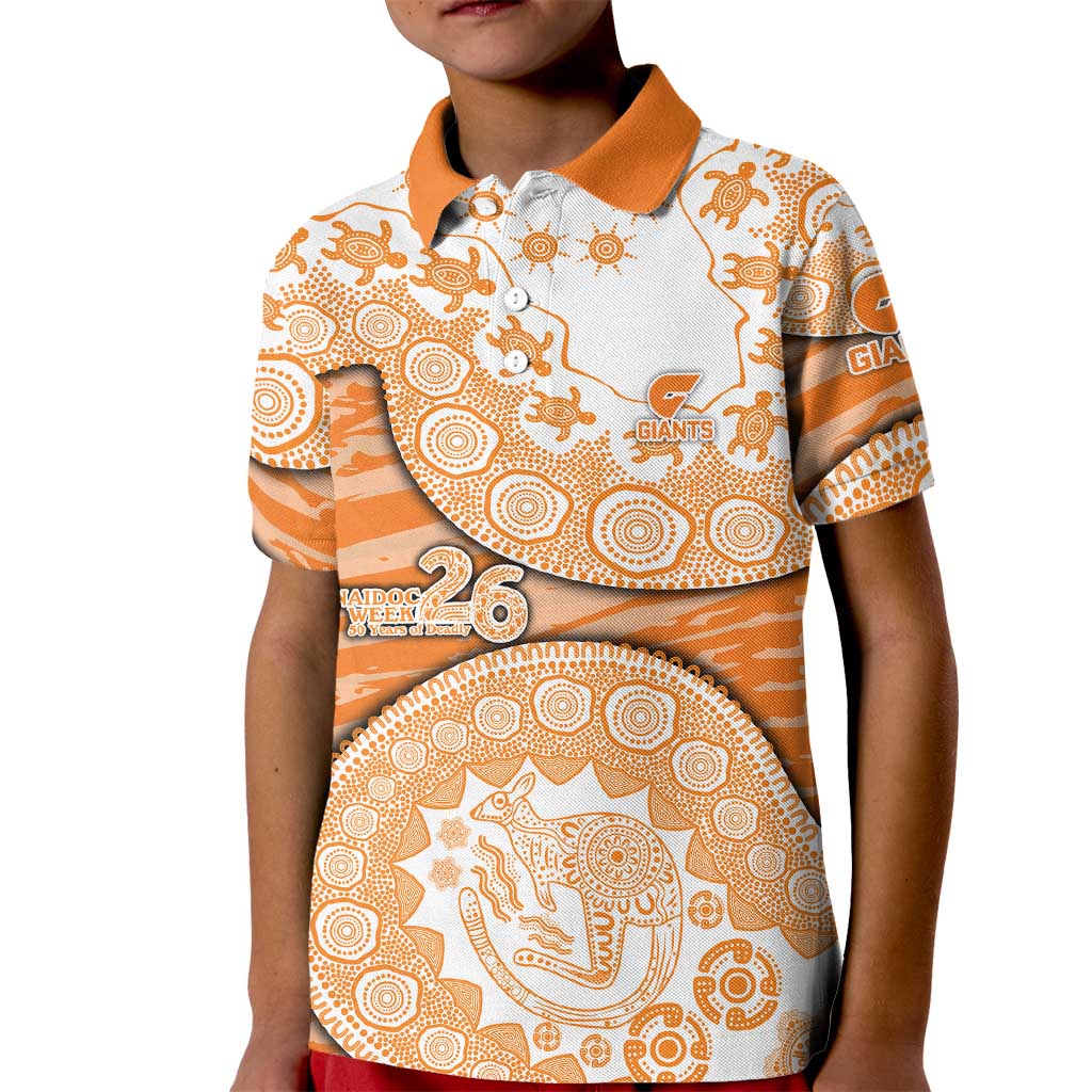 GWS Giants NAIDOC Week 2026 Kid Polo Shirt Australian Aboriginal Dot Art Dreamtime Pattern Style
