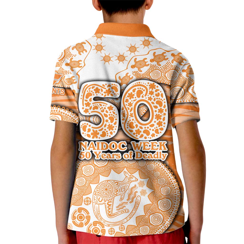 GWS Giants NAIDOC Week 2026 Kid Polo Shirt Australian Aboriginal Dot Art Dreamtime Pattern Style