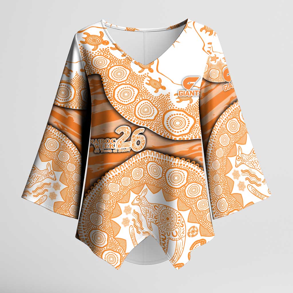 GWS Giants NAIDOC Week 2026 Kimono Sleeve Blouse Australian Aboriginal Dot Art Dreamtime Pattern Style