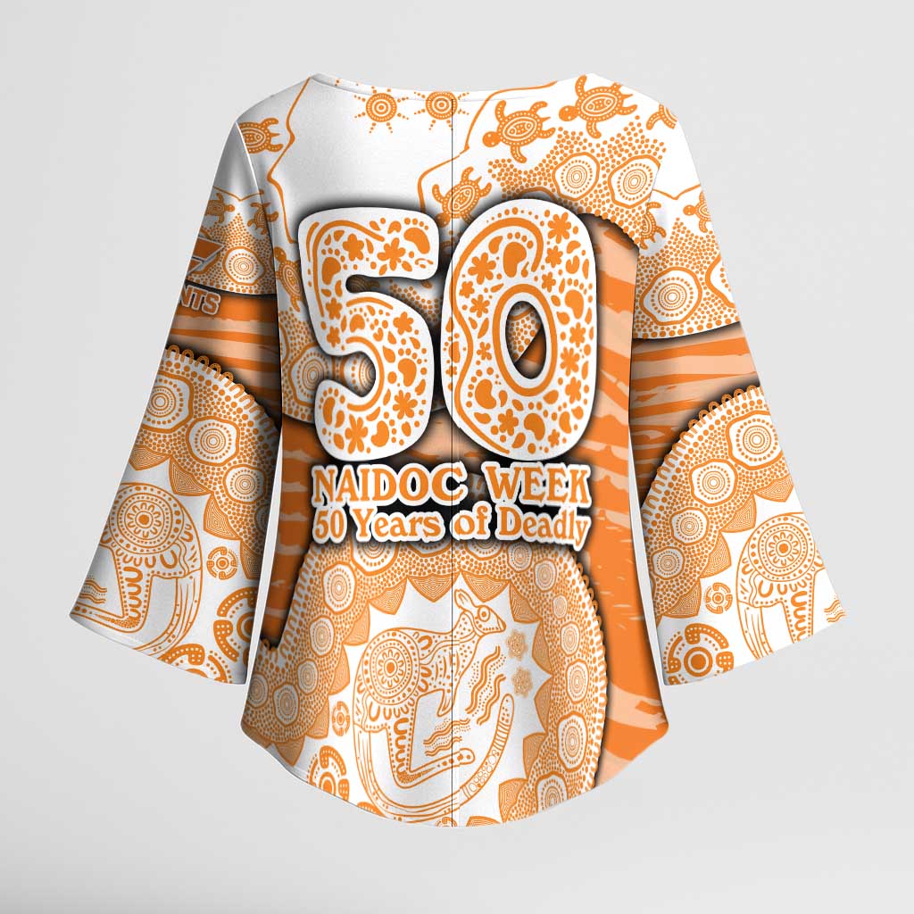 GWS Giants NAIDOC Week 2026 Kimono Sleeve Blouse Australian Aboriginal Dot Art Dreamtime Pattern Style