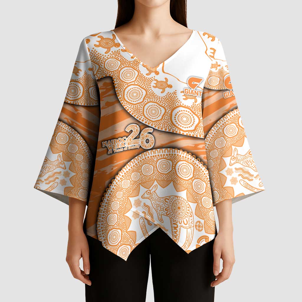 GWS Giants NAIDOC Week 2026 Kimono Sleeve Blouse Australian Aboriginal Dot Art Dreamtime Pattern Style