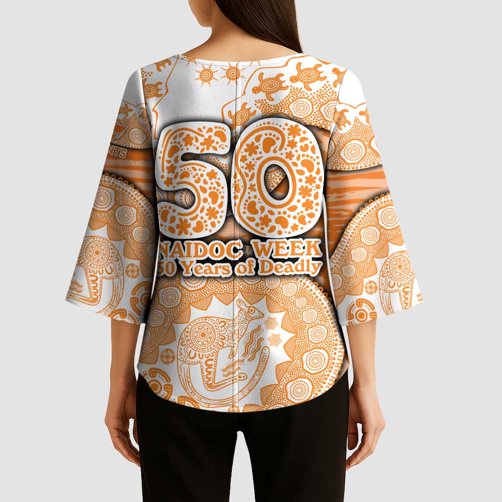GWS Giants NAIDOC Week 2026 Kimono Sleeve Blouse Australian Aboriginal Dot Art Dreamtime Pattern Style