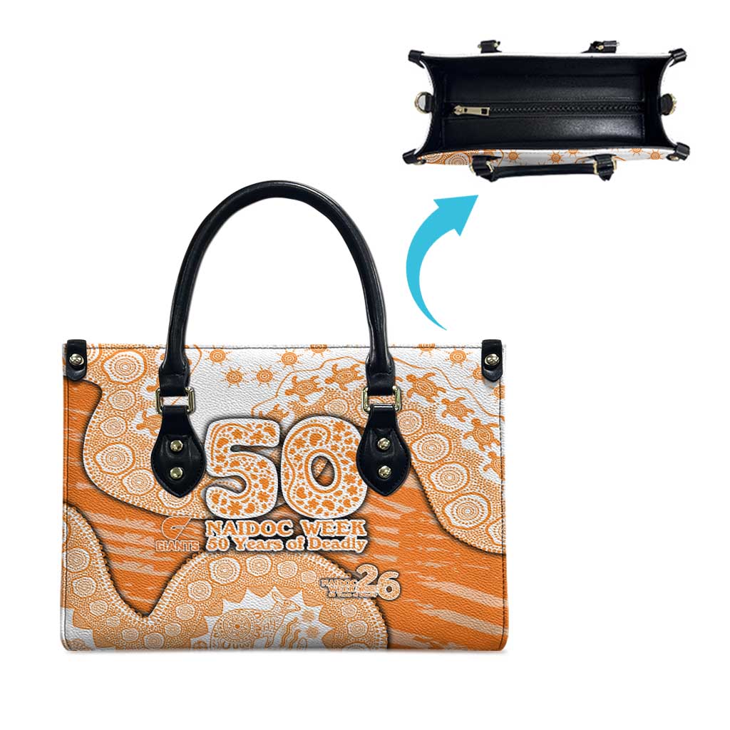 GWS Giants NAIDOC Week 2026 Leather Bag Australian Aboriginal Dot Art Dreamtime Pattern Style