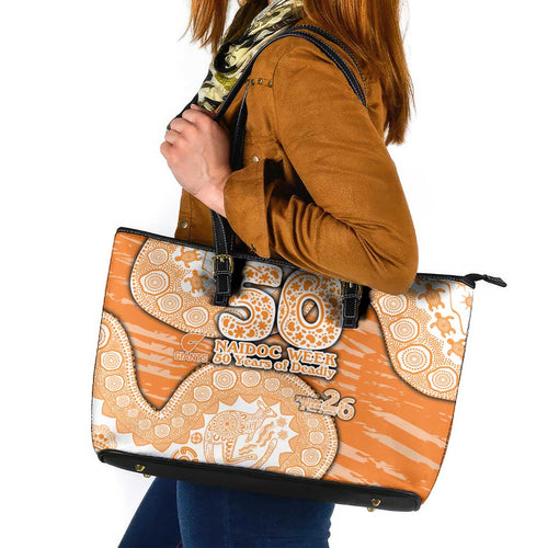 GWS Giants NAIDOC Week 2026 Leather Tote Bag Australian Aboriginal Dot Art Dreamtime Pattern Style