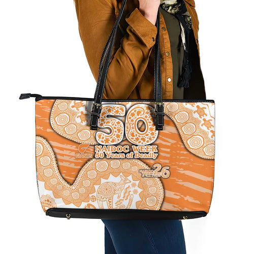 GWS Giants NAIDOC Week 2026 Leather Tote Bag Australian Aboriginal Dot Art Dreamtime Pattern Style