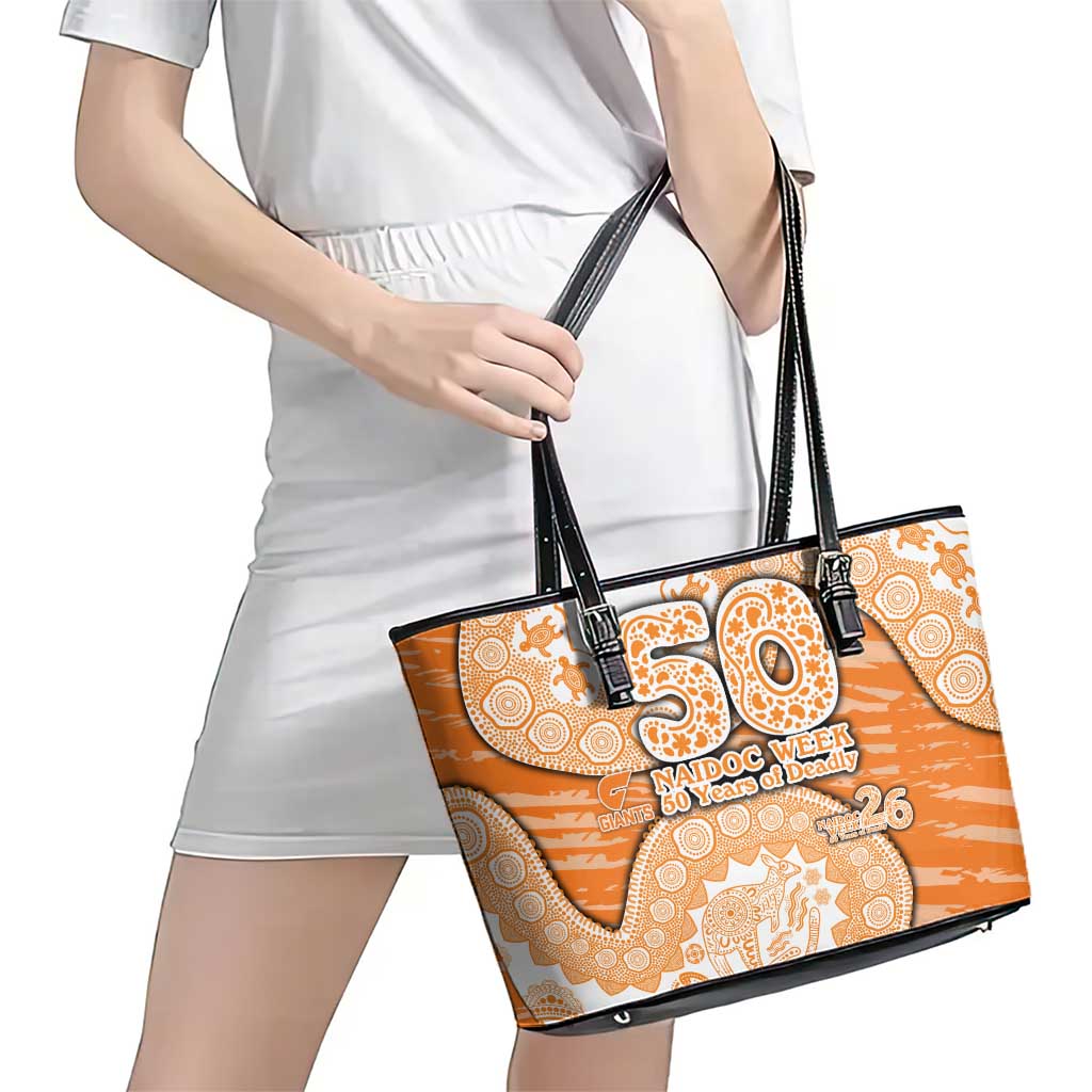 GWS Giants NAIDOC Week 2026 Leather Tote Bag Australian Aboriginal Dot Art Dreamtime Pattern Style