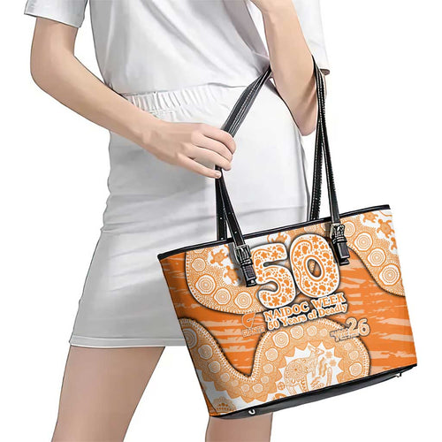 GWS Giants NAIDOC Week 2026 Leather Tote Bag Australian Aboriginal Dot Art Dreamtime Pattern Style
