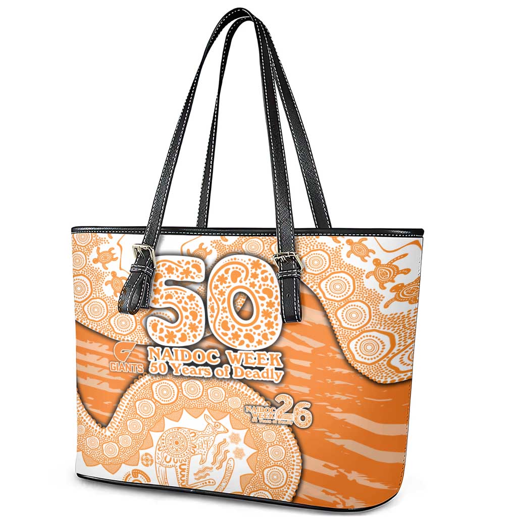 GWS Giants NAIDOC Week 2026 Leather Tote Bag Australian Aboriginal Dot Art Dreamtime Pattern Style