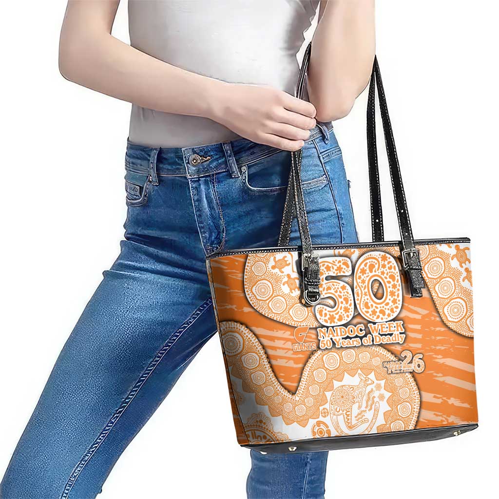 GWS Giants NAIDOC Week 2026 Leather Tote Bag Australian Aboriginal Dot Art Dreamtime Pattern Style