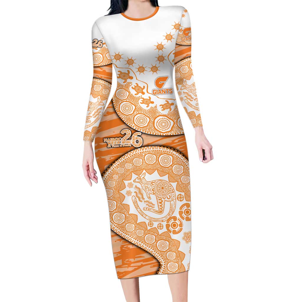 GWS Giants NAIDOC Week 2026 Long Sleeve Bodycon Dress Australian Aboriginal Dot Art Dreamtime Pattern Style