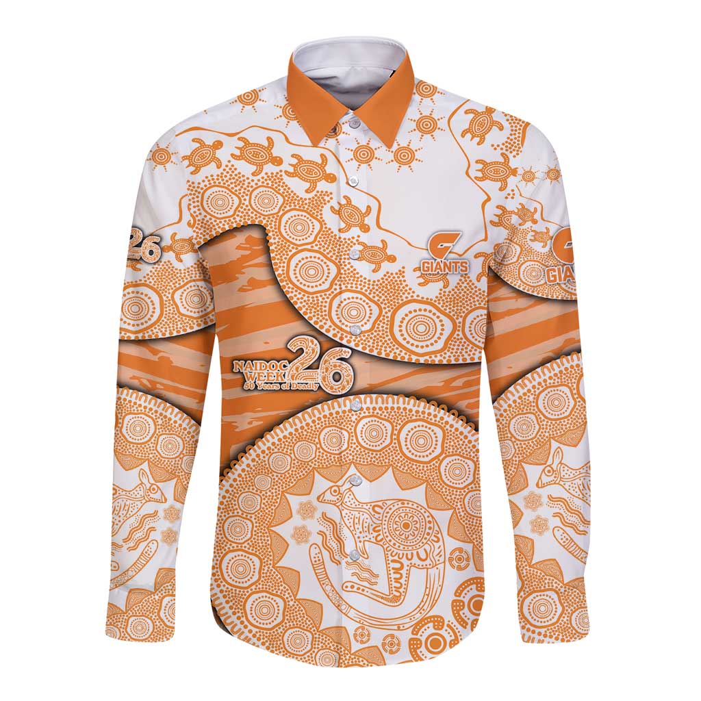 GWS Giants NAIDOC Week 2026 Long Sleeve Button Shirt Australian Aboriginal Dot Art Dreamtime Pattern Style